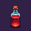 magical red health potion in glass bottle
