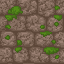 rough stone brick wall with moss patches