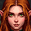 elven ranger with green eyes brown hair