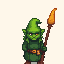green forest goblin warrior with bronze spear